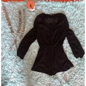 Black, lace accent romper.